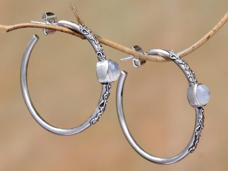 Bali Memories Rainbow Moonstone Half-Hoop Earrings Crafted in Bali Fashion