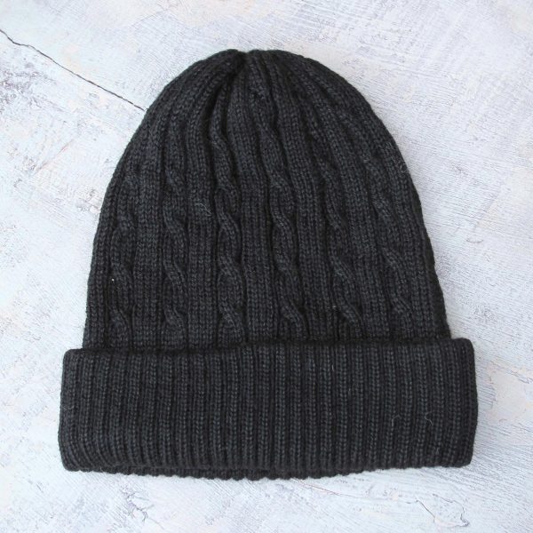 Black Braid Cascade 100% alpaca hat For Discount