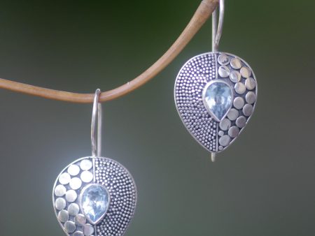 Azure Sincerity Balinese Fair Trade Silver and Blue Topaz Earrings Discount