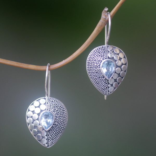 Azure Sincerity Balinese Fair Trade Silver and Blue Topaz Earrings Discount