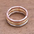 Bamboo Trio 3 Bamboo Motif Rings in Silver, Gold and Rose Gold Hot on Sale