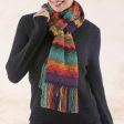 Andean Twilight Alpaca Wool Striped Scarf from Peru Online now