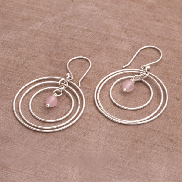 Atoms Rose Quartz and Sterling Silver Dangle Earrings from Bali Online now