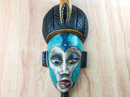 Benevolent Emiyi Handmade African Wood Mask in Blue from Ghana Online Sale