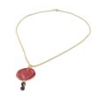 Autumn Red Rose Garnet and Gold Plated Natural Rose Petal Pendant Necklace Online now