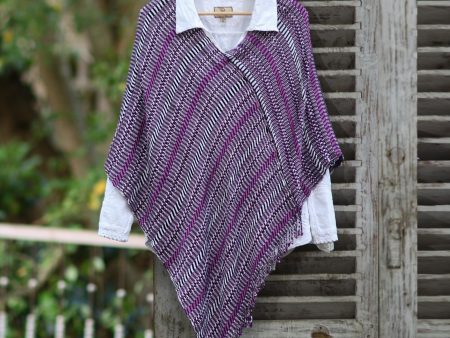 Amethyst Intrigue Guatemalan Handwoven Cotton Poncho in Pink and Purple Cheap