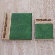 Autumn Spirit in Green Handcrafted Pair of Rice Paper Notebooks from Indonesia Online Hot Sale