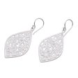 Bali Windows Hand-Carved Floral Bone Dangle Earrings from Bali For Discount