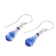 Blue Bay Handcrafted Art Glass Dangle Earrings from Costa Rica For Sale