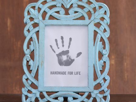 Wrapped in Blue Blue Distressed Hand Carved Mango Wood Photo Frame 5x7 For Discount