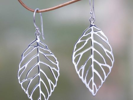 Bali Bay Leaf Handcrafted Balinese Leaf Theme Silver Earrings Cheap