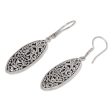 Asmat Shield Sterling Silver Oval Shape Dangle Earrings from Indonesia Cheap