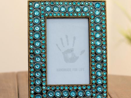 Aqua Glitz Dazzling Aqua Photo Frame from India (4x6) Cheap