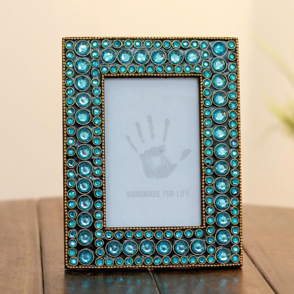 Aqua Glitz Dazzling Aqua Photo Frame from India (4x6) Cheap