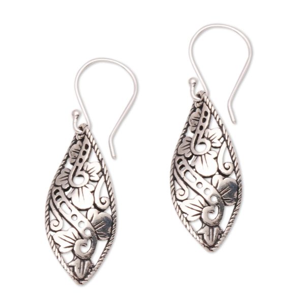 Beautiful Twist Openwork Sterling Silver Dangle Earrings from Bali Online now