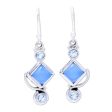 Beauty of the Seas Blue Topaz and Chalcedony Dangle Earrings Handmade in India For Cheap