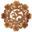 Blooming Om Suar Wood Wall Relief Panel Floral Om from Indonesia Cheap