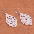 Bali Windows Hand-Carved Floral Bone Dangle Earrings from Bali For Discount