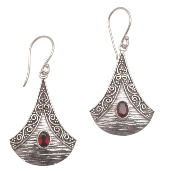 Blade Falling Garnet and Sterling Silver Dangle Earrings from Bali Online Hot Sale