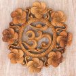 Blooming Om Suar Wood Wall Relief Panel Floral Om from Indonesia Cheap