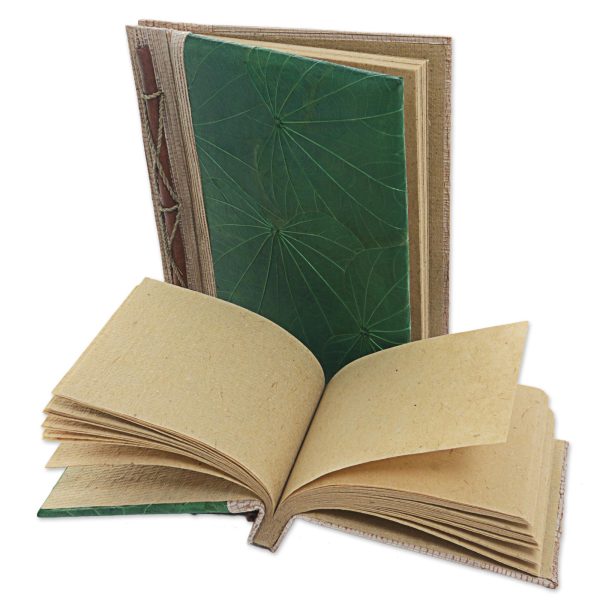 Autumn Spirit in Green Handcrafted Pair of Rice Paper Notebooks from Indonesia Online Hot Sale