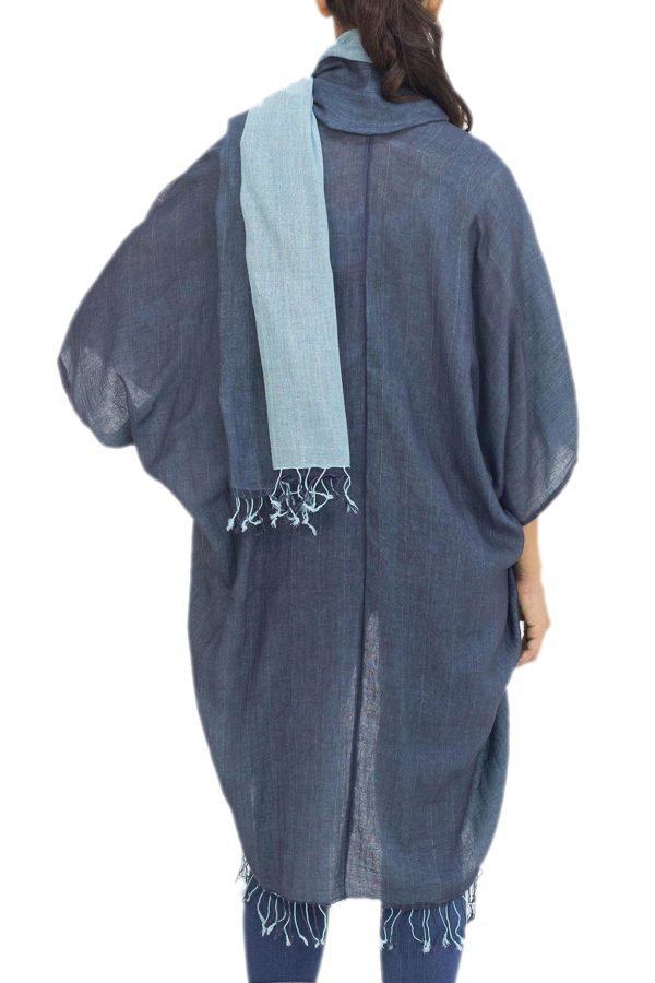 Blue Mystique 100% Cotton Blue Jacket and Scarf Set from Thailand Online Hot Sale