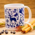 Blue Otomi  Artisan Crafted Otomi Blue Birds and Flowers Ceramic Mug For Cheap