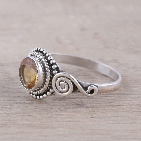 Assam Allure Spiral Motif Citrine Cocktail Ring from India Discount