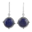 Alluring Speckles Lapis Lazuli and Sterling Silver Dangle Earrings from India For Cheap