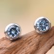 Blue Simplicity Classic Blue Topaz and Sterling Silver Round Stud Earrings Online