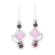 Beauty of the Horizon Garnet and Pink Chalcedony Dangle Earrings Handmade in India For Discount