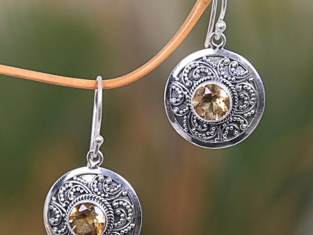 Balinese Aura Sterling Silver Fair Trade Citrine Earrings from Bali For Cheap