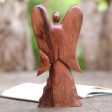 Angel in Heaven Hand Carved Suar Wood Angel Statuette For Sale