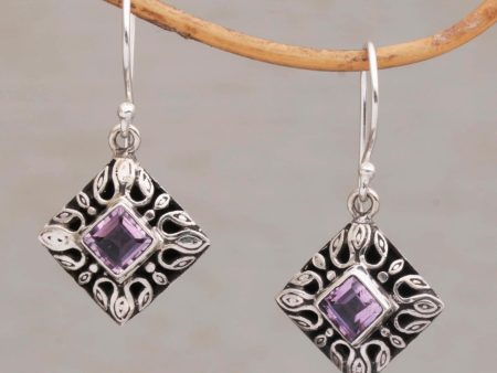 Blessed Window Sterling Silver and Amethyst Dangle Earrings from Bali Online