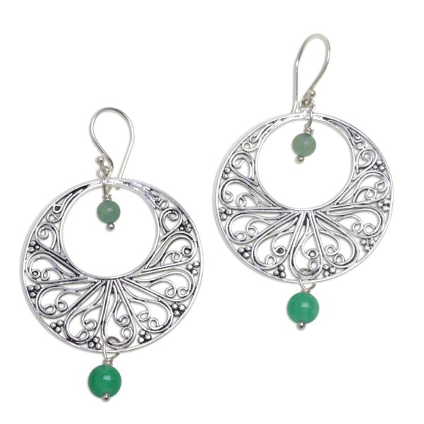 Ballroom Dance Handmade 925 Sterling Silver Green Quartz Dangle Earrings Cheap