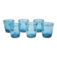 Aquamarine Bubbles Set of 6 Aquamarine Hand Blown 10 oz Juice Glasses For Sale