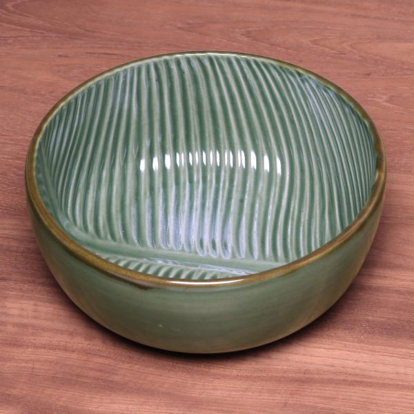 Banana Vibes Handcrafted Green Banana Leaf Ceramic Serving  (9 Inch) Online Hot Sale