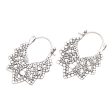 Beautiful Pattern Patterned Sterling Silver Hoop Earrings from Bali For Discount