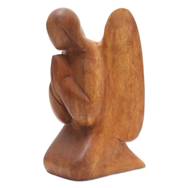 Angelic Prayer Praying Angel Suar Wood Hand Carved Statuette Cheap