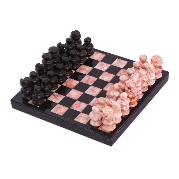 Black and Pink Challenge Marble Chess Set in Black and Pink from Mexico For Cheap