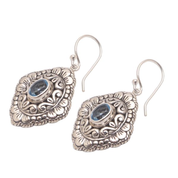 Bali Oval Oval Blue Topaz Dangle Earrings from Bali Fashion