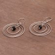 Atoms Onyx and Sterling Silver Dangle Earrings from Bali For Sale