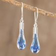 Blue Bay Handcrafted Art Glass Dangle Earrings from Costa Rica For Sale