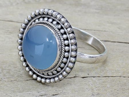 Azure Skies Round Blue Chalcedony and Sterling Silver Cocktail Ring Online now