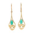 Bejeweled Rain Drops Gold Plated Green Onyx and Cubic Zirconia Dangle Earrings For Sale