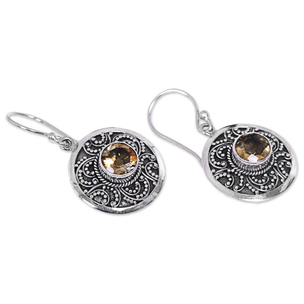 Balinese Aura Sterling Silver Fair Trade Citrine Earrings from Bali For Cheap