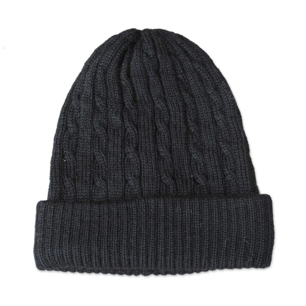 Black Braid Cascade 100% alpaca hat For Discount