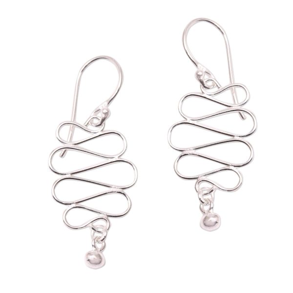 Bali Current Wavy Sterling Silver Dangle Earrings Crafted in Bali Online Hot Sale