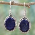 Blue Royalty Lapis Lazuli Dangle Earrings with Gold Colored Flecks Supply