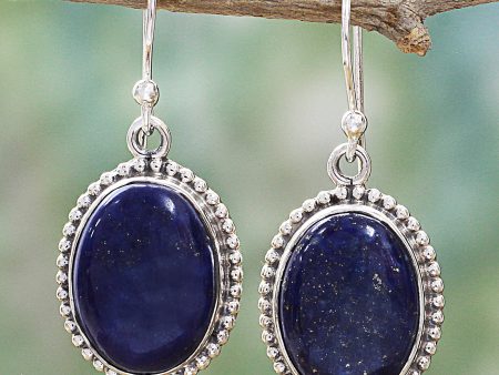 Blue Royalty Lapis Lazuli Dangle Earrings with Gold Colored Flecks Supply